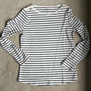 EUC LL Bean boatneck stripe long sleeve Pima cotton shirt